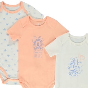 Σετ από 3 κοντομάνικα κορμάκια Minnie Disney για bebe κορίτσι με διαφορετικά ανοίγματα ανάλογα με την ηλικία 