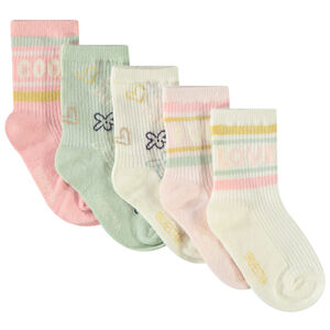 Lot de 5 paires de chaussettes normales fantaisies pour fille 