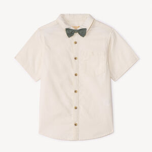 Πουκάμισο κοντομάνικο μονόχρωμο με αφαιρούμενο φιόγκο για αγόρι 
