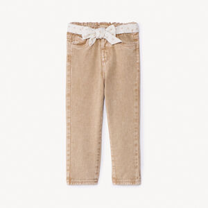 Jeans με ξεθωριασμένο φινίρισμα και ζώνη για να δένετε για κορίτσι μωρό 