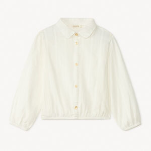 Πουκάμισο με μακριά μανίκια από μονόχρωμο καμβά για κορίτσι 