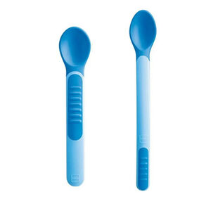 Mam Heat Spoons & Cover X2 Κουταλάκια Βρεφικά Θερμοευαίσθητα 6+ Mηνών Μπλε 2 τεμάχια 