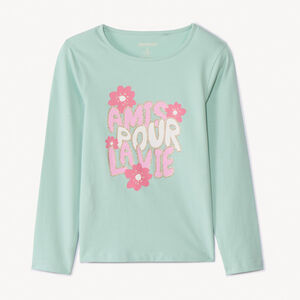 Μακρυμάνικο μπλουζάκι jersey με λαμπερό τύπωμα για κορίτσι 