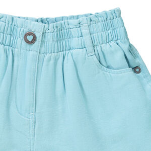 Σορτς ψηλόμεσο μονόχρωμο από βαμβάκι με φαντεζί σχέδιο για κορίτσι 