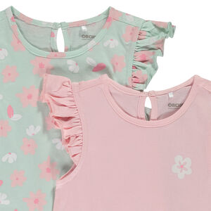 Σετ από 4 κοντομάνικα μπλουζάκια με βολάν για bebe κορίτσι 