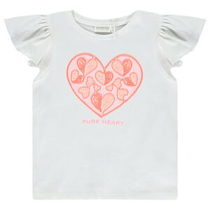 Κοντομάνικο μπλουζάκι με βολάν και κέντημα για κορίτσι 