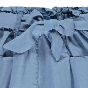 Σορτς ψηλόμεσο από twill με ζώνη που δένει για κορίτσι 