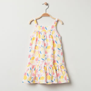 Φόρεμα με τιράντες με σχέδιο λεμόνια σε όλη την επιφάνεια 