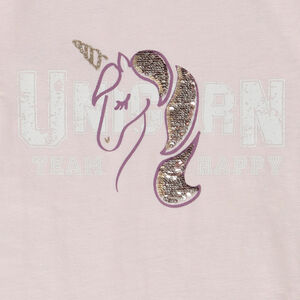 Κοντομάνικο μπλουζάκι με print από μαγικές παγιέτες για κορίτσι 