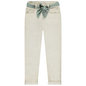 Τζιν σλιμ μονόχρωμο με ζώνη φουλάρδι για κορίτσι 