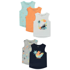 Σετ από 5 αμάνικα μπλουζάκια φαντεζί με εξωτικά σχέδια για αγόρι 