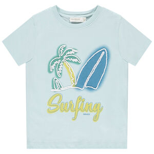Κοντομάνικο μπλουζάκι από jersey με σχέδιο surf για αγόρι 