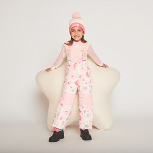 Μπλούζα μακρυμάνικη για σκι δίχρωμη σε ροζ και écru για κορίτσι 