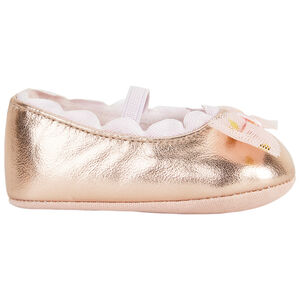 Βρεφικά μεταλλικά παπούτσια με φιόγκο από τούλι με σχέδιο καρδιές για bebe κορίτσι 