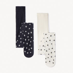 Σετ από 2 ζευγάρια λεπτά καλσόν με λουλουδάτο σχέδιο για κορίτσι 