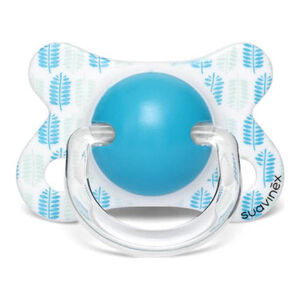 Suavinex Πιπίλα Σιλικόνης για 2-4 μηνών Fusion με Θήκη Leaves Blue 