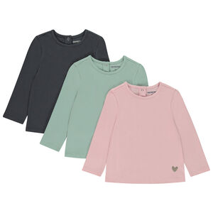 Σετ από 3 μπλουζάκια μακρυμάνικα με τύπωμα καρδιά για κορίτσι μωρό 