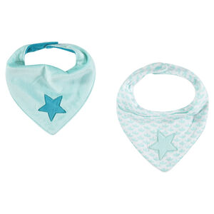 Lot de 2 bavoirs forme bandana avec étoiles brodées 