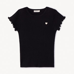 Πλεκτό κοντομάνικο με κέντημα για κορίτσι 