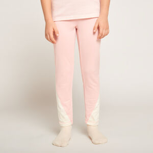 Μακρύ κολάν σκι δίχρωμο ροζ και écru για κορίτσι 