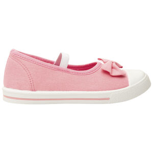 Μπαμπάκια ροζ πάνινα με φιόγκο και λάστιχο για κορίτσι 