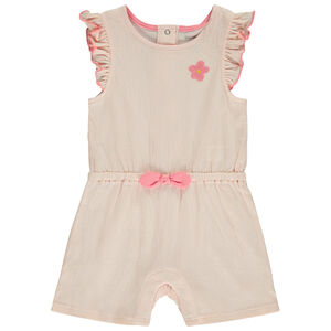 Ολόσωμο σορτς effet τσαλακωμένο με κεντημένο λουλούδι για bebe κορίτσι 