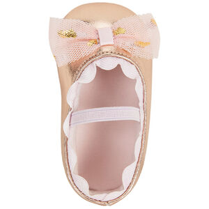 Βρεφικά μεταλλικά παπούτσια με φιόγκο από τούλι με σχέδιο καρδιές για bebe κορίτσι 