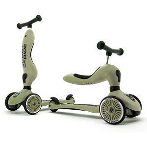 Highwaykick 1 Push & Go από Scoot & Ride ισορροπιστικό ποδήλατο και πατίνι με μπάρα ώθησης σε πράσινο Olive 