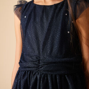 Γιορτινή φόρεμα με κοντά μανίκια από τούλι με glitter για κορίτσι 