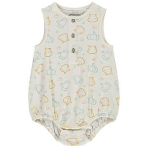 "Αμάνικη μπαρμποτέζα από ύφασμα σε σχέδιο κηρήθρας με εκτύπωση ζώων για μωρό αγόρι" 