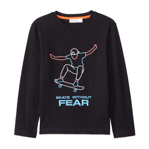 Μακρυμάνικο T-shirt με κέντημα skateboard για αγόρι 