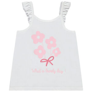 Αμάνικο μπλουζάκι jersey με τιράντες με βολάν και φαντεζί σχέδιο για bebe κορίτσι 