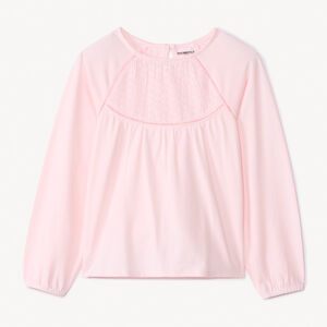 Μπλούζα με μακριά μανίκια σε μονόχρωμο jersey με κέντημα για κορίτσι 