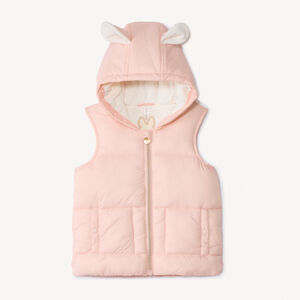 Αμάνικο πάνινο μπουφάν με χαριτωμένη κουκούλα για bebe κορίτσι 