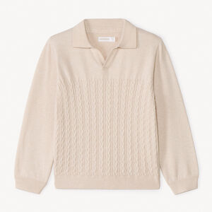 Πουλόβερ με μακριά μανίκια από πλεγμένο μαλλί σε μονόχρωμο για αγόρι 