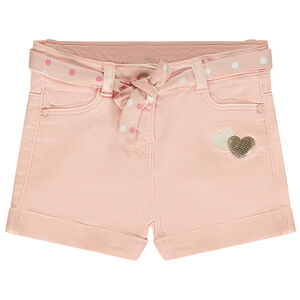Σορτς jean με ζώνη που δένει και παγιέτες για bebe κορίτσι 