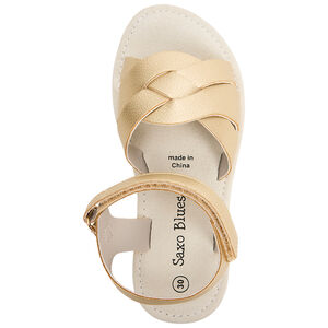 Χρυσές σανδάλες με μεγάλες πλεξούδες για κορίτσι 