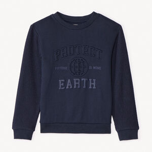 Πουλόβερ μακρυμάνικο με φαντεζί ανάγλυφη επιγραφή puffed print για αγόρι 