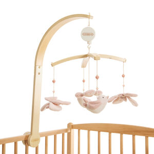 Μουσικό mobile Promenade Bucolique ροζ σε ημικύκλιο με 5 λούτρινα και κουτί μουσικής On/Off 