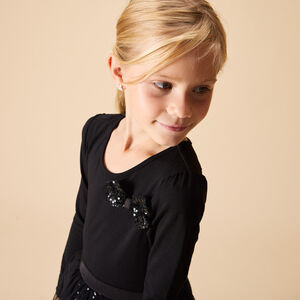 Φόρεμα γιορτής μακρυμάνικο με εφέ 2 σε 1 από παγιέτες για κορίτσι 