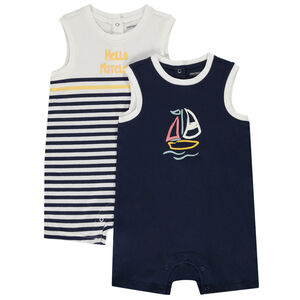 Σετ από 2 κοντές συνδυασμοί σε jersey print voilier για bebe αγόρι 