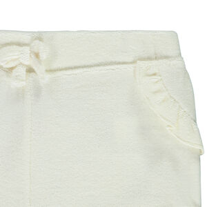 Σορτς μονόχρωμο από σφουγγάρι με βολάν και φιόγκο για bebe κορίτσι 