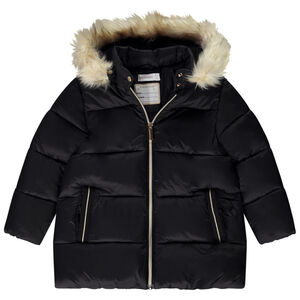 Μακριά doudoune με κουκούλα υφασμάτινο για κορίτσι 