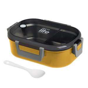 Δοχείο Φαγητού Ecolife Με Χώρισμα Κίτρινο 900ml 