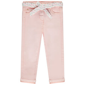 Τζιν ίσια γραμμή με πλεκτή ζώνη λουλουδάτη για bebe κορίτσι 