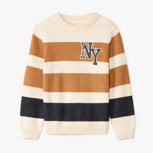 Πουλόβερ πλεκτό φαντεζί ριγέ με patch για αγόρι 