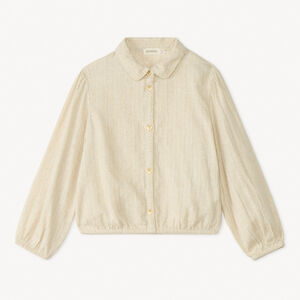 Πουκάμισο με μακριά μανίκια από καμβά με ασημένιες ρίγες για κορίτσι 