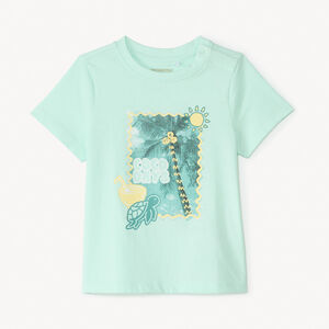 T-shirt με κοντό μανίκι με φωτογραφικό τύπωμα παραλίας για αγόρια μωρού 