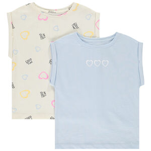 Σετ από 2 κοντομάνικα μπλουζάκια σε σχήμα κουτιού για κορίτσι 