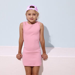 Αμάνικο φόρεμα από jersey côtelé μονόχρωμο για κορίτσι 